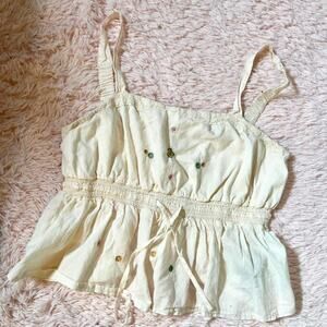 Celebrity Pink Babydoll Embroidered Cottage Fairy Core Lace Twee Flirty Top